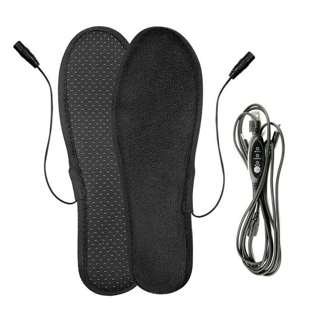 Plantillas calefactoras eléctricas con control de temperatura por USB para hombres y mujeres, cortas, de terciopelo, antideslizantes.
