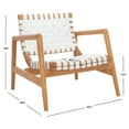 thumbnail image 3 of Safavieh Bellona Mid-Century Leather and Sungkai Wood Dining Arm Chairs, White/Natural, 3 of 6