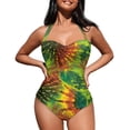 thumbnail image 3 of FKELYI Tie Dye Jamaican Flag Print Women Swimsuits One Piece Bikini Swimwear Halter Bathing Suits with Soft Pad Polyester Beachwear Tummy Control Monokini for Ladies Summer Vacation, M, 3 of 7