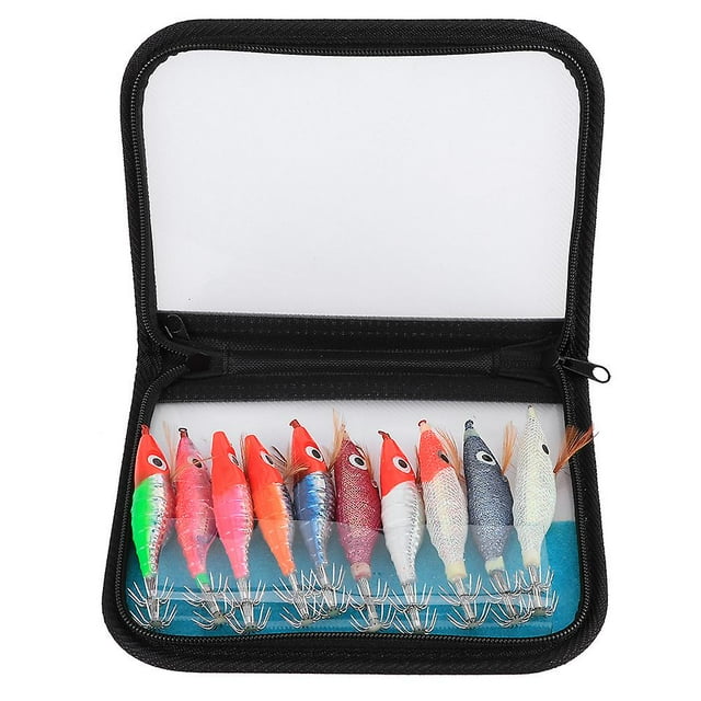 Lot de 10 leurres artificiels lumineux pour crevettes et calmars, accessoire de pêche