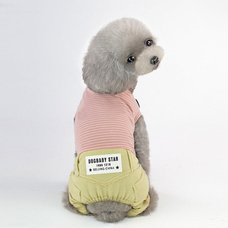 S-Lifeeling Puppy Clothes Dog Coat Jumpsuit Comfy Dog Pajamas Dog Shirt Stripes Pet Dog Clothes