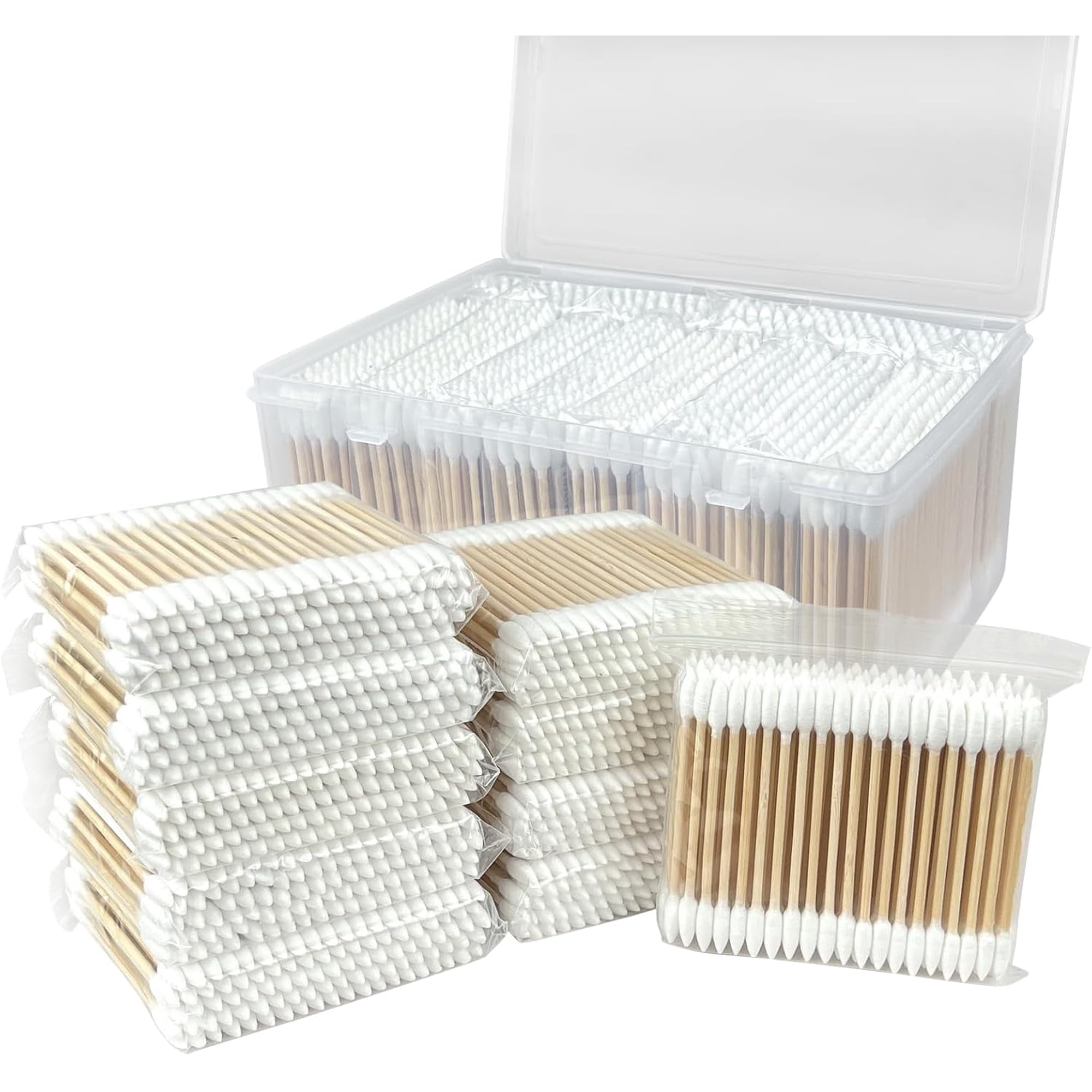 1000 Pcs Pointed Cotton Swabs, Double Precision Tips Cotton Swabs In A Storage Container, Ideal For Touching Up Makeup & Nail Polish