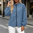 thumbnail image 2 of LUVDA Women's Lightweight Windbreaker Zip Jacket Elastic Cuff Stand Collar Spring Outerwear, 2 of 5