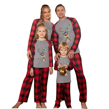 

Odeerbi Clearance Christmas Pajamas For Family Matching Outfits Sets Casual Printed Top With Bottom Outfits Home Wear