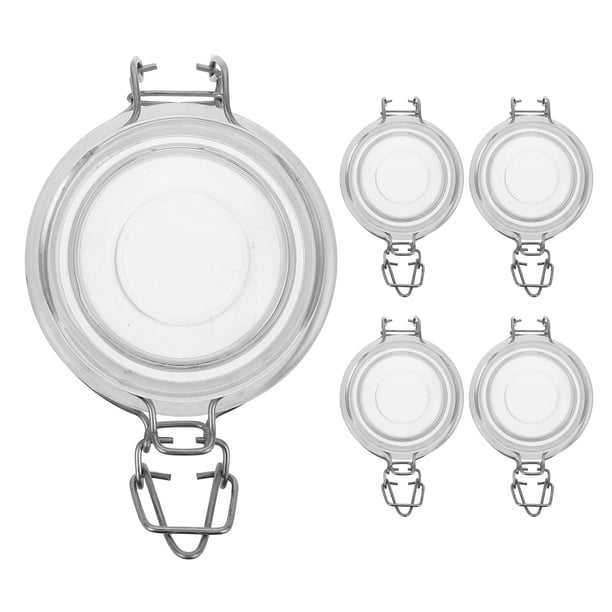 tapas de repuesto para frascos de vidrio Mason de boca ancha, tapas para botes con abrazadera de alambre, tapa transparente a prueba de fugas para encurtidos y fermentación.