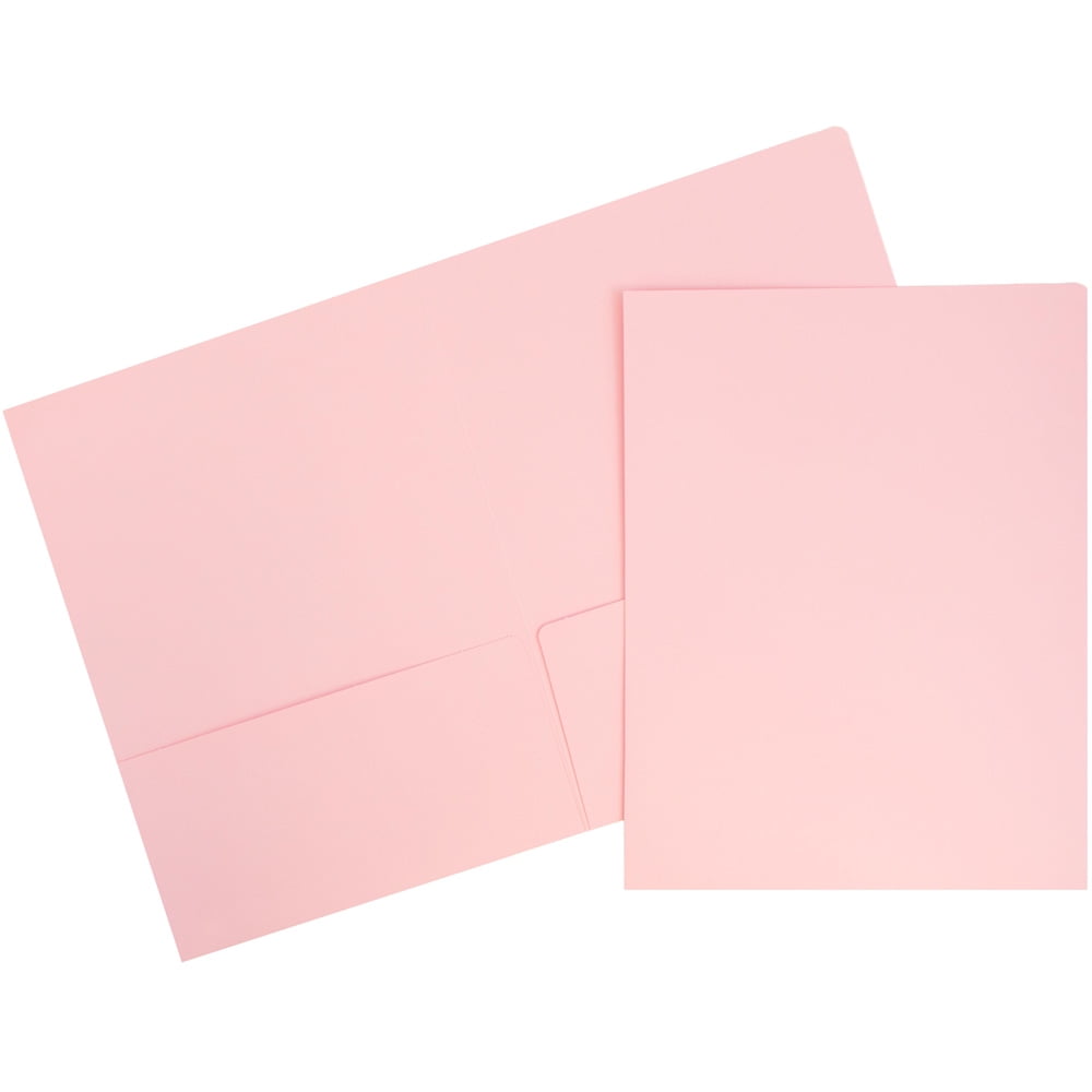 JAM Matte Two Pocket Folders, Baby Pink, 6/Pack