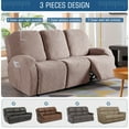 thumbnail image 4 of TAOCOCO Rrecliner Loveseat Slipcover, Stretch Reclining Couch Covers 3 Piece Separate Sofa Slipcover with Pockets, Khaki, 4 of 8