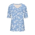 thumbnail image 4 of Fiudx Liquidación de Ahorros de Verano Camiseta de Manga Corta con Cuello En V Estampada Informal a La Moda para Mujer Yop, 4 of 5