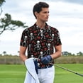 thumbnail image 3 of Balery Skeleton with Roses Camisa Polo de Hombre con Estampado, de Manga Corta y Tejido Medio, Camisa Tipo Golf Polo-3X-Large, 3 of 6