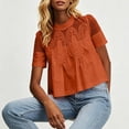 thumbnail image 5 of Guluxicc Women's Lace Shirts Loose Short Sleeve Mock Neck Basic Tops for Summer Casual Outfits, 5 of 6