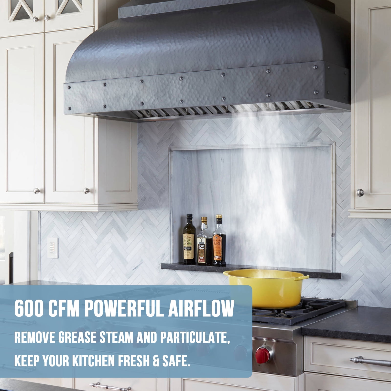 Akicon 30 Inch Stainless Steel Range Hood Insert, 600 CFM Ducted Built-in Vent Hood, Ultra Quiet, Dimmable Cool & Warm Dual LED Lights, Dishwasher Safe Filters