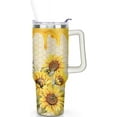 thumbnail image 2 of 40oz Sunflower Tumbler with Handle and Straw Bee Insulated Cup with Leakproof Lid Coffee Mug Travel Drinking Cups Birthday Gifts for Men Women, 2 of 6