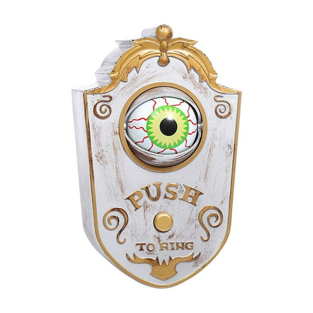 Timbre colgante luminoso de un ojo que brilla intensamente para Halloween (blanco)