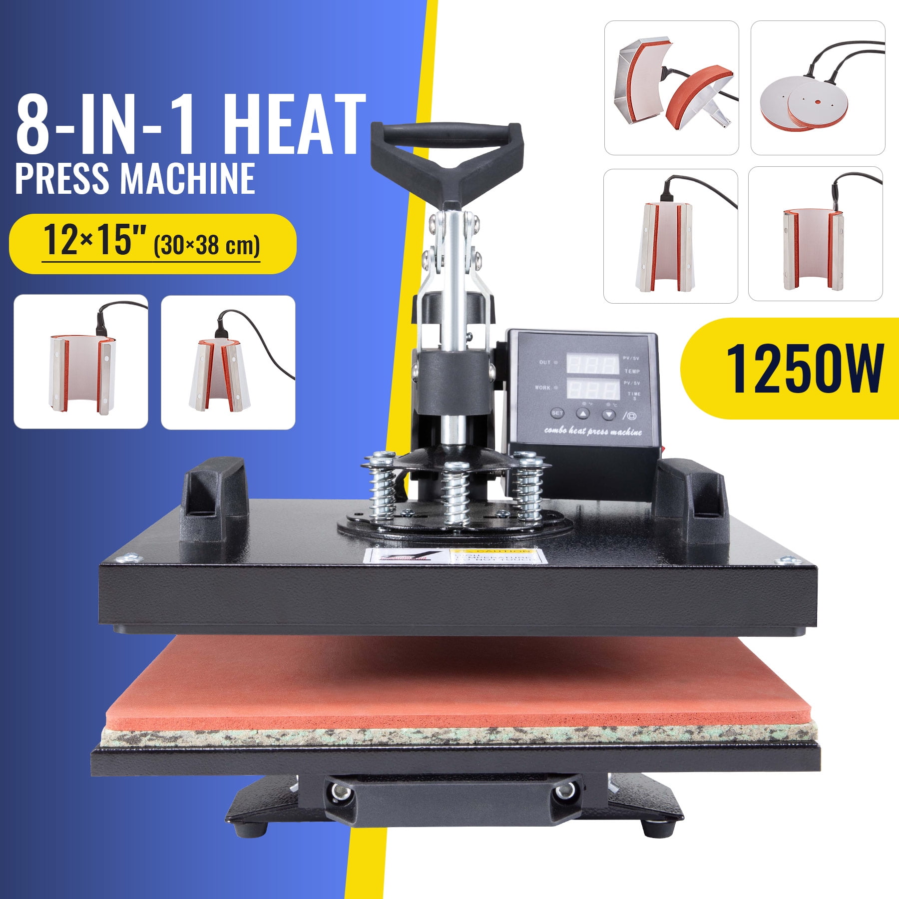 12x15 inch 8in1 Heat Press 360 Multifunctional 1250W Industrial Press