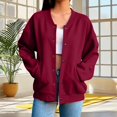thumbnail image 4 of Ymyiu Womens Sweatshirt Womens Snap Sweatshirts Jackets Long Sleeve Casual Loose Outwear with Pockets(Wine, S), 4 of 9