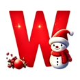 thumbnail image 2 of Christmas Letter Ornament, Red Alphabet Initial W Hanging Decoration with Snowman Christmas Tree Ornament for Family Name Display, 2 of 7