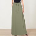 thumbnail image 2 of RUTAYY Women Casual Versatile Solid Color Drawstring Skirt Smocked Boho Pleated Skirts, 2 of 6