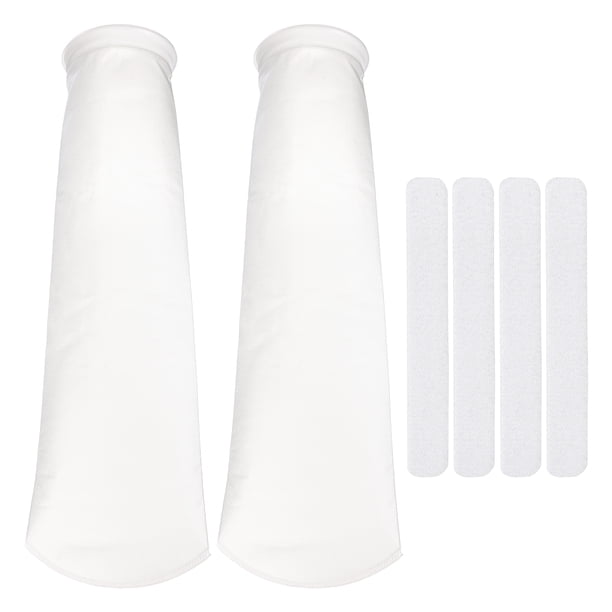 Medias de filtro de malla Uxcell, bolsas de filtro reutilizables con gancho y bucle (2 piezas, 50 micrones, anillo de 7.1", 31.9" de largo) para tanque de peces de agua salada/dulce