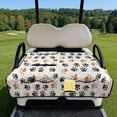 thumbnail image 3 of COEQINE Easy-Carry Golf Cart Seat Cover, Foldable Design with Handle for Storage, Universal Size Quilted Polyester, 4 Front Pockets, Machine Washable, Black Brown Paw Print, 3 of 8