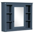 thumbnail image 5 of Bathroom Wall Cabinet, Medicine Cabinet with Mirror Door and 6 Open Shelves, Bathroom Storage Cabinet Wall Mounted, 35'' x 28'', Blue, 5 of 9