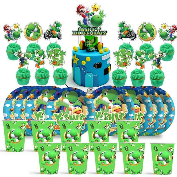 Yoshi Birthday Cups Party Supplies Plates Decorations Cake Topper Decor