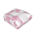 thumbnail image 3 of YFYANG Lightweight Warm Flannel Blanket, Pink Vintage Plaid Texture Throw Blanket for Bed, Sofa, Travel, Camping, 80"x60", 3 of 7