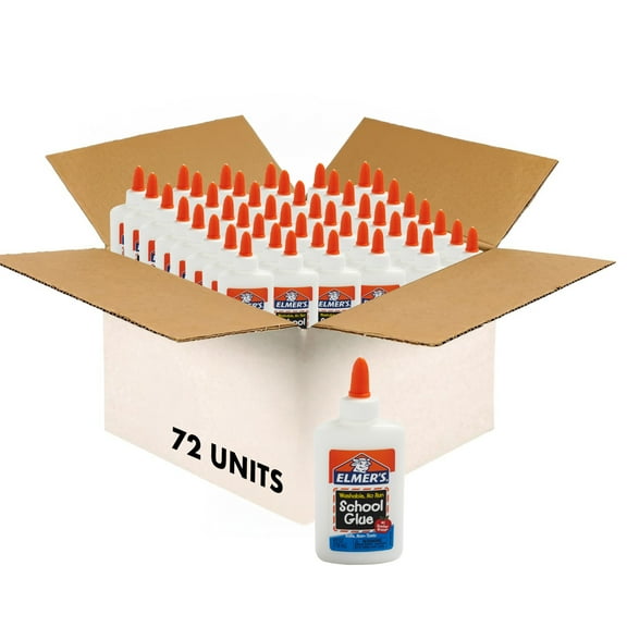 Elmer's Liquid School Glue, White, Washable, 4 oz, 72 Count