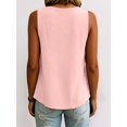 thumbnail image 6 of Women V Neck Ruffle Hem Tank Top Sleeveless Flowy Peplum Blouse Casual Pink L, 6 of 7