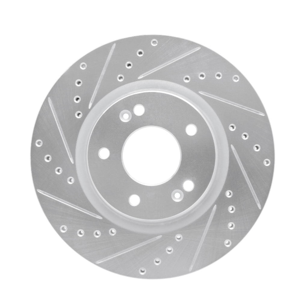 KarParts360 For Hyundai Elantra 2021 22 23 24 2025 Disc Brake Rotor Front, Driver Side | Cast Iron | Drilled And Slotted Style | Silver Finish | 69 Millimeters/2.72 Inches Center Hole Diameter