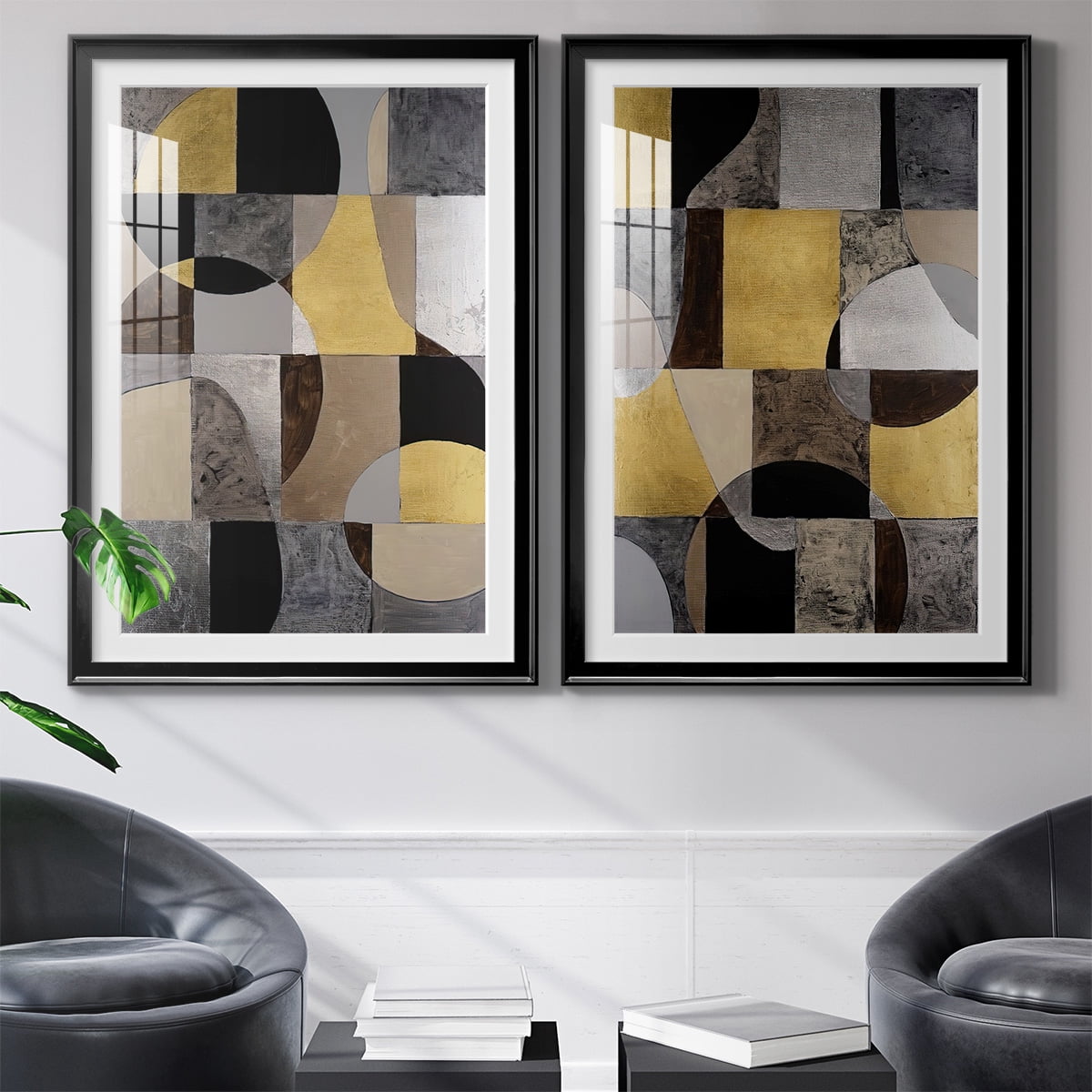 Wexford Home Neutral Framework I Premium Framed Print, 22.5" x 30.5" - Ready to Hang, Black (Set of 2)