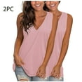 thumbnail image 2 of fatyb Tank Tops Summer for Women Sleeveless V Neck Loose Shirts Plain Womens Casual Blouses Pack of 2, 2 of 5