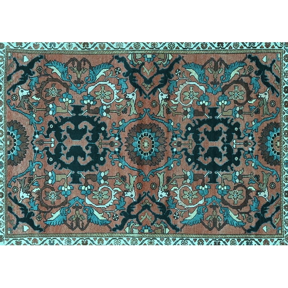 Ahgly Company Indoor Rectangle Persian Light Blue Traditional Area Rugs, 8' x 12'