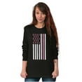 thumbnail image 5 of Breast Cancer Pink Ribbon USA Flag Women's Long Sleeve T Shirt Brisco Brands S, 5 of 6