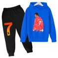 thumbnail image 3 of Conjunto de sudadera con capucha de primavera de Ronaldo, conjunto de 2 piezas de sudadera y pantalones azules informales para niños, ropa deportiva informal, chándal para niños, 3 of 5