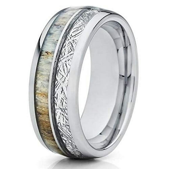 Silly Kings Jewelry 8mm Deer Antler Ring - Meteorite Ring - Deer Antler Wedding Band (11)