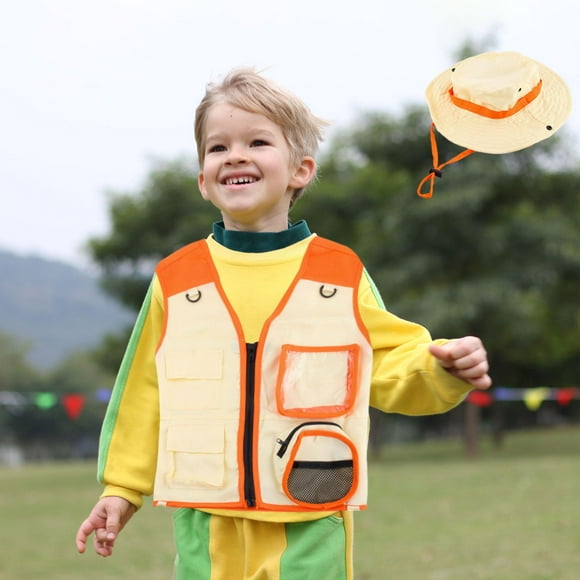 Disfraz de explorador infantil Yotijar Chaleco y Sombrero Naranja para Niño