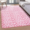 thumbnail image 2 of Lochas Soft Shaggy Rugs Geometric Area Rug Fluffy Carpet for Living Room Fluffy Accent Carpet Home Decor,4'x6',Pink, 2 of 7