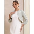 thumbnail image 2 of DARING DIVA Women's 3/4 Sleeves Flower Decor Open Front Formal Bolero S Light Grey, 2 of 6