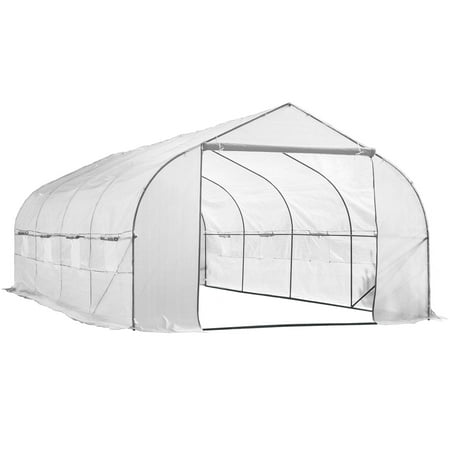 KapscoMoto Garden Greenhouse Walk-In Green Hot Plant House Shed Storage PE Cover 20ft x 10' Hothouse for Fruits, Vegetables, Plants, and Flowers - 20ft L x 10ft W x 7ft H