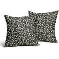 thumbnail image 2 of Black Brown Daisy Floral Block Print Pillow Covers 16X16 Inch Vintage Flowers Decorative Square Pillow Cases Set of 2 Farmhouse Home Decor Cotton Linen Throw Pillows For Sofa Couch Cushion Outdoor, 2 of 6