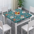 thumbnail image 3 of Colorful Butterfly Flower Leaf Teal Pattern Square Fitted Tablecloth with Elastic Edge,Square Table Cover,Washable Elastic Table Cover for Home Kitchen Party Decor 34"x34", 3 of 6