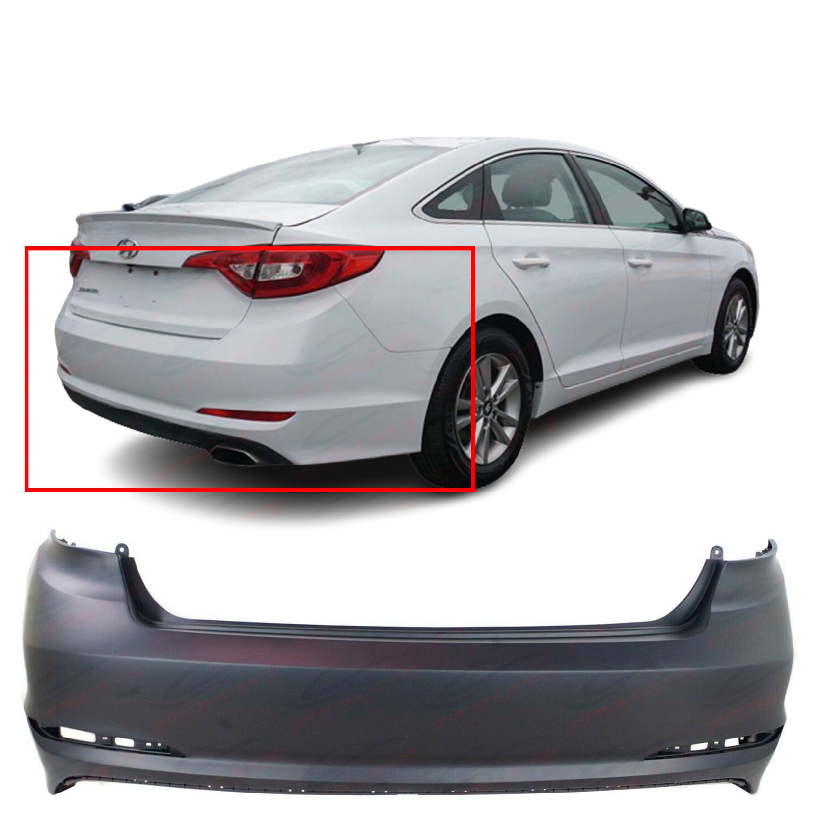Primed Rear Bumper Cover for 2015 2016 2017 Hyundai Sonata 15 16 17 ...