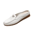 thumbnail image 2 of Mules for Women Soft Comfortable Orthopedic Leather Shoes Fashion Slip On Stitched Flat-Soled Casual Backless Loafers with Cute Bow, 37, 2 of 7