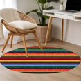 thumbnail image 4 of Round Rugs 4Ft, Mexico Striped Round Area Rug Washable Indoor Throw Carpet, Red Blue Green Rainbow Colored Stripes Soft Non Slip Circle Rug for Kitchen Nursery Room Home Decor Aesthetic, 4 of 8