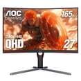 thumbnail image 1 of AOC GAMING CQ27G3S Monitor curvo para juegos sin marco, QHD 2K 2560x1440, 1000R VA, 165 Hz 1 ms, FreeSync Premium, negro, 1 of 5