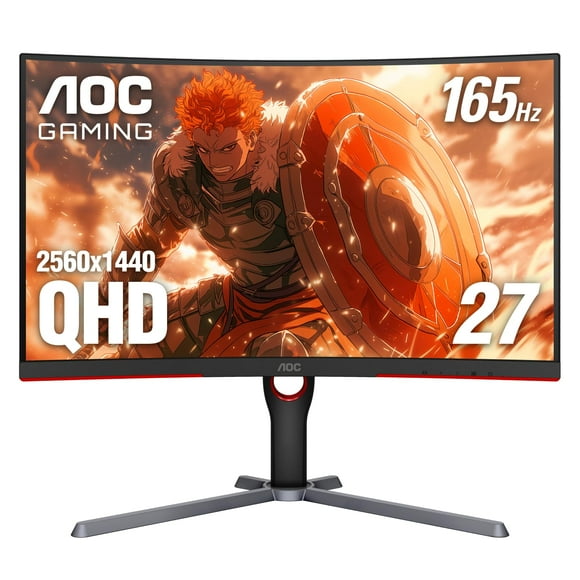 AOC GAMING CQ27G3S Monitor curvo para juegos sin marco, QHD 2K 2560x1440, 1000R VA, 165 Hz 1 ms, FreeSync Premium, negro