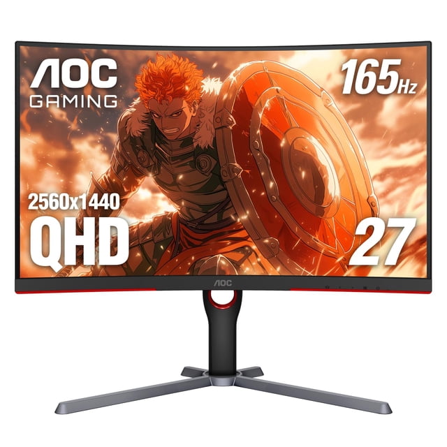 AOC GAMING CQ27G3S Monitor curvo para juegos sin marco, QHD 2K 2560x1440, 1000R VA, 165 Hz 1 ms, FreeSync Premium, negro