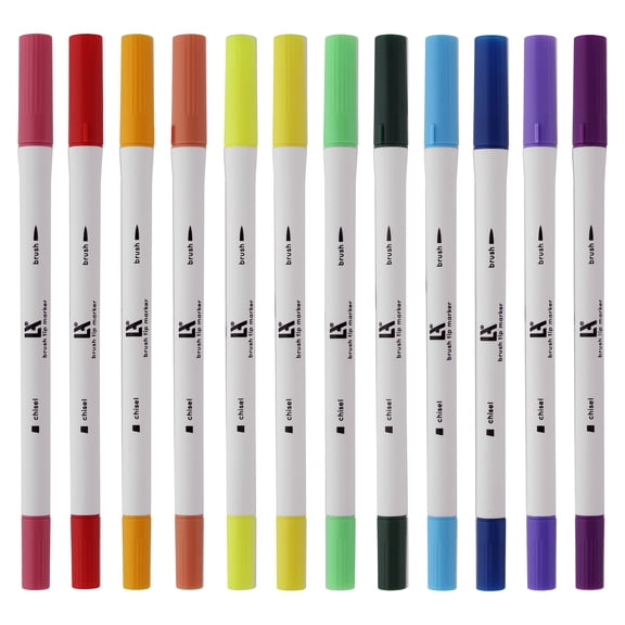Leisure Arts RainbowithDual Tip Marker Brush Chisel 12 piece
