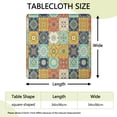 thumbnail image 2 of Orange Boho Bohemia Floral Geometric Pattern Square Fitted Tablecloth with Elastic Edge,Square Table Cover,Washable Elastic Table Cover for Home Kitchen Party Decor 34"x34", 2 of 6