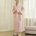 thumbnail image 2 of WMTBSRSW Mens Plush Fleece Flannel Robe Cozy Warm Kimono Bathrobe Fuzzy Male Spa Long Robe with Pockets Pink, 2 of 7